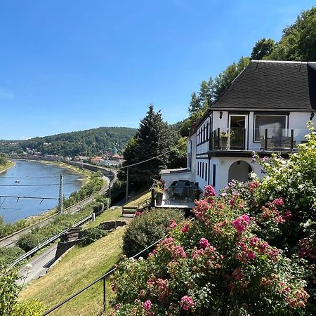 Saechsische-Schweiz-Ferienhaus-Wohnung-1-Mit-Elbblick-Sauna-Und-Kamin Königstein an der Elbe Zewnętrze zdjęcie