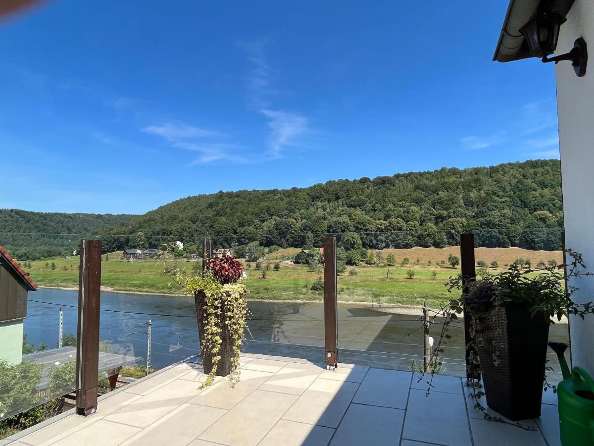 Saechsische-Schweiz-Ferienhaus-Wohnung-1-Mit-Elbblick-Sauna-Und-Kamin Königstein an der Elbe Zewnętrze zdjęcie